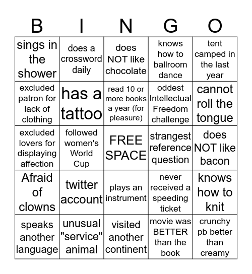 LIBRARY FOLLIES Bingo Card