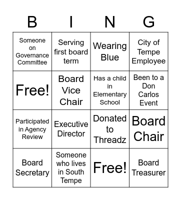 Tempe Community Council Bingo Card