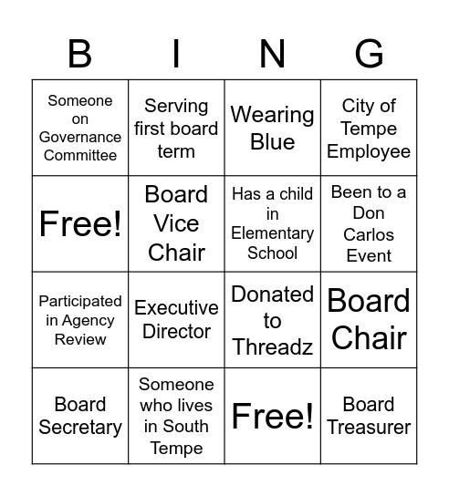 Tempe Community Council Bingo Card
