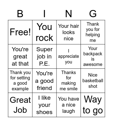 Compliments BINGO Card