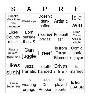 Networking Bingo Card