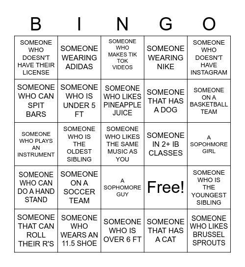 YOUNG LIFE Bingo Card