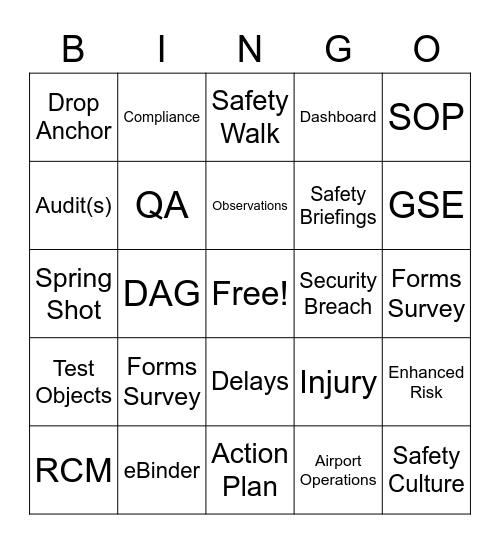 Lingo DAGBingo Card