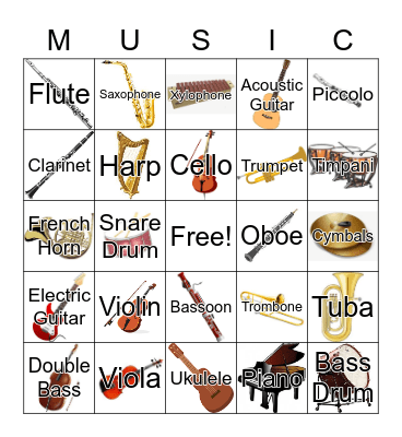 Instrument Bingo Card