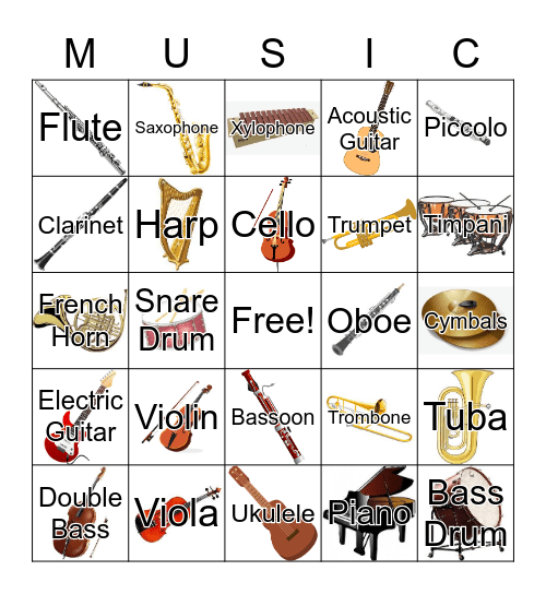 Instrument Bingo Card