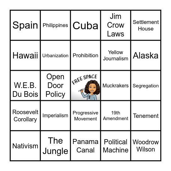 USH Unit 2 Review Bingo Card