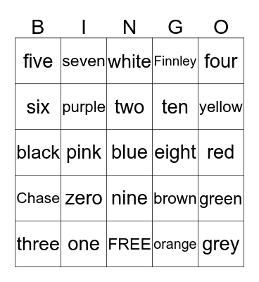 Kindegarten Sight Words Bingo Card