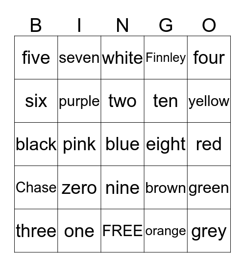 Kindegarten Sight Words Bingo Card