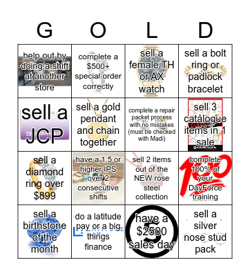 Goldmark Bingo Card
