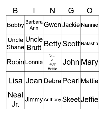 Battle Family Bingo Card