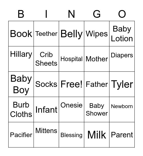 Baby Dietz Bingo Card