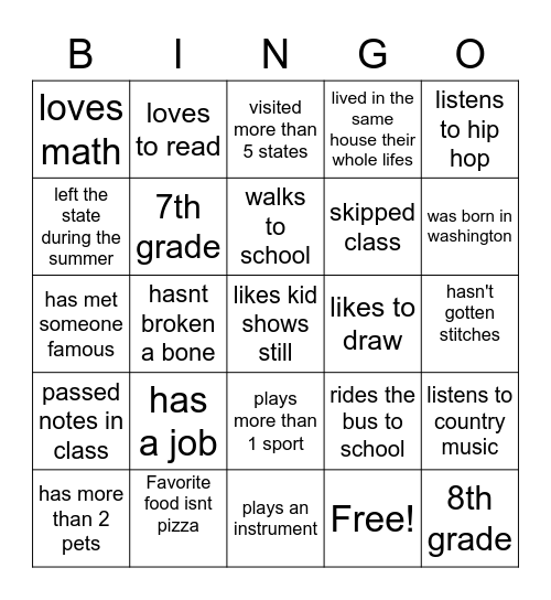 Untitled Bingo Card