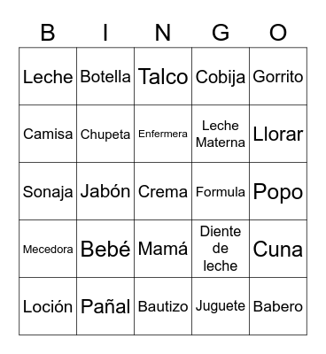 Baby Shower de Edward Agustín Bingo Card