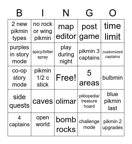 PIKMIN 4 Bingo Card