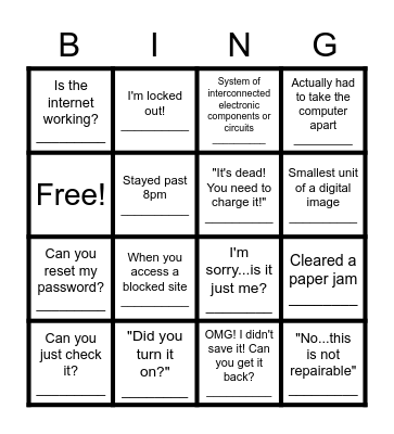 Tech-o Bingo Card