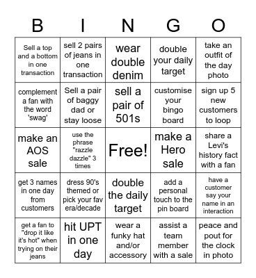 Levi's Bingo Card