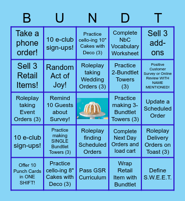 Nothing bundt BINGO! GSR Edition Bingo Card