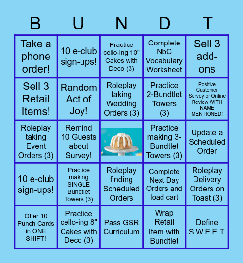 Nothing bundt BINGO! GSR Edition Bingo Card