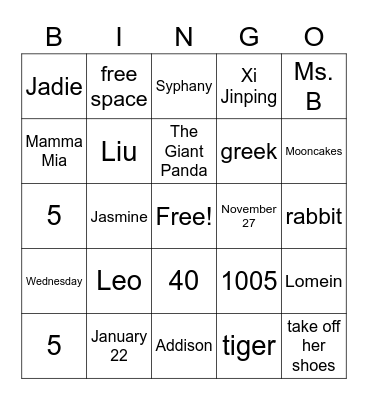 CSA bingo Card