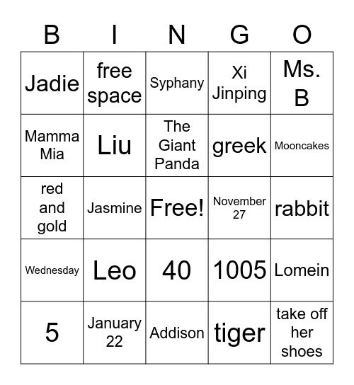 Untitled Bingo Card