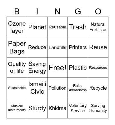 Global Ismaili Civic Day 2022 Bingo Card