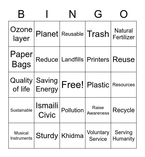 Global Ismaili Civic Day 2022 Bingo Card