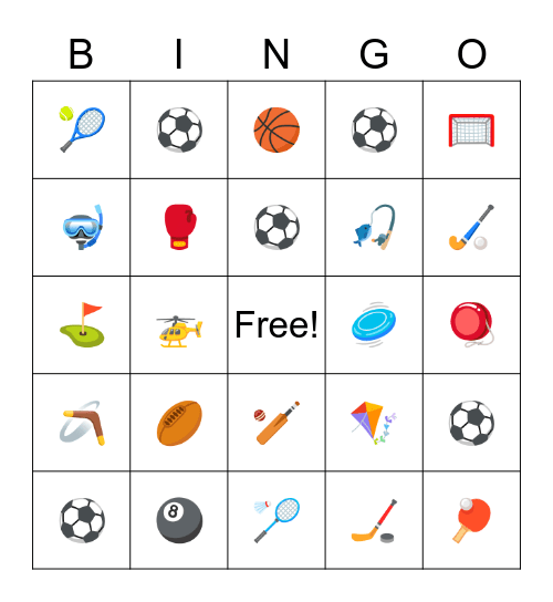 Sports Bingo Card