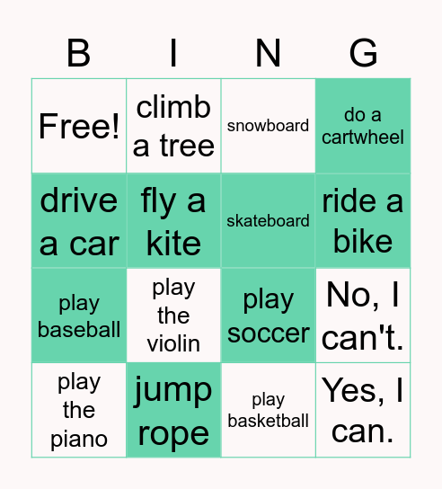 Smart English 4: Unit 1~3 Review Bingo Card