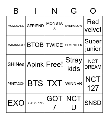 K-pop Bingo Card