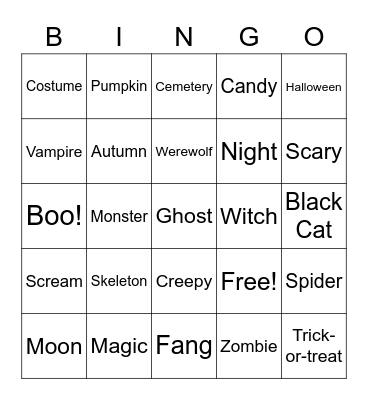 Halloween Bingo Card