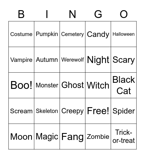 Halloween Bingo Card