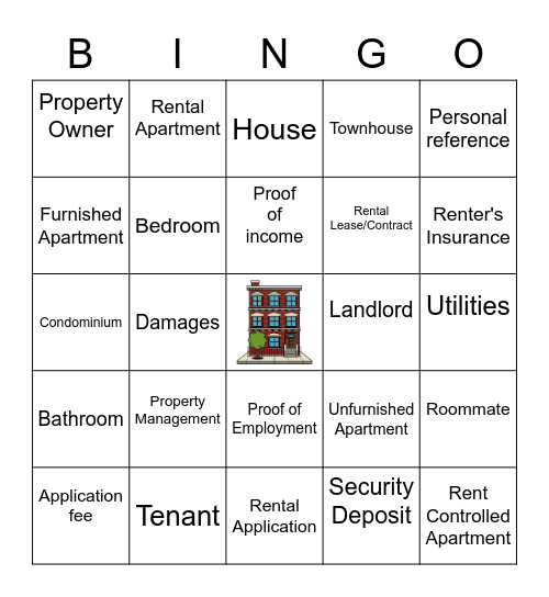 Housing Bingo Card