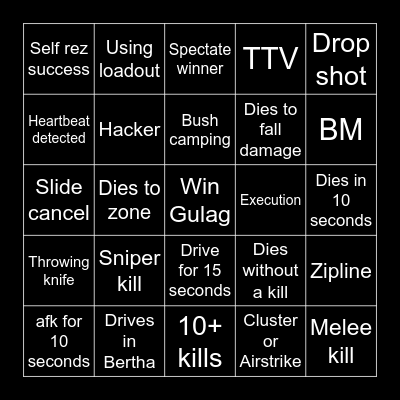 Warzone Bingo/Blackout Bingo Card