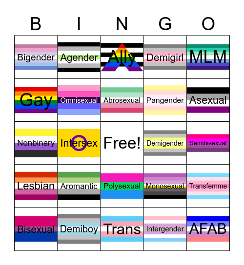 GSA PRIDE FLAG BINGO Card