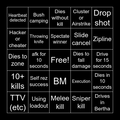 Warzone Bingo/Blackout Bingo Card