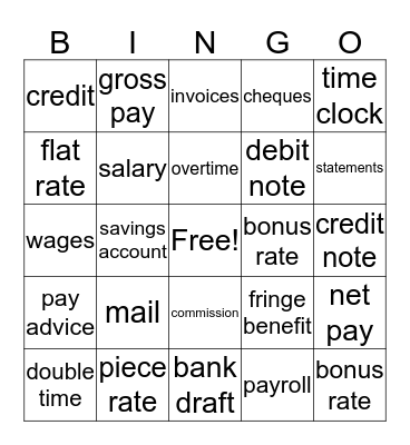 ACCOUNTS DEPARTMENT Bingo Card