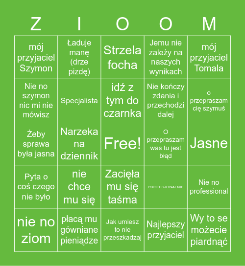 weedczak Bingo Card