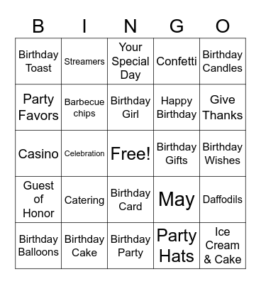 HAPPY BIRTHDAY CHRYSTAL 2021 Bingo Card