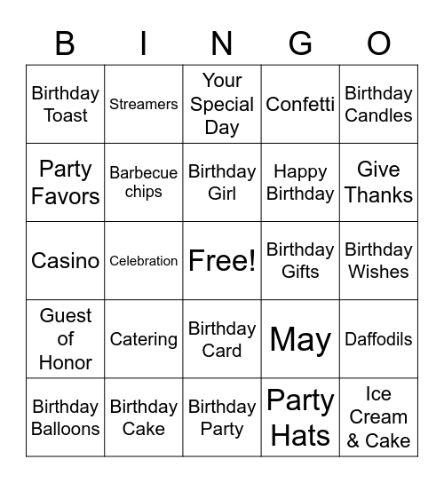 HAPPY BIRTHDAY CHRYSTAL 2021 Bingo Card