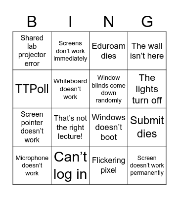 Technical University of Difficulties Bingo Card