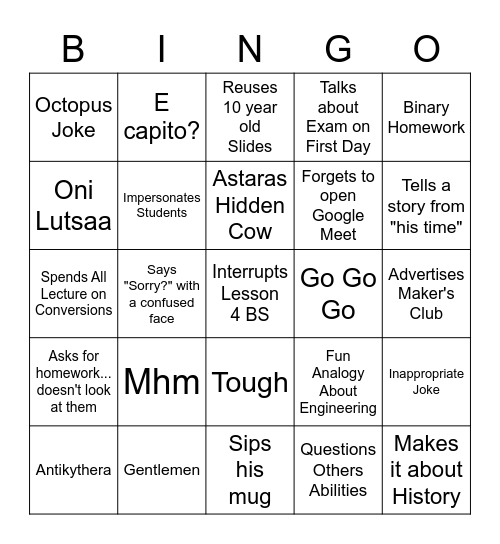 Astaras Bingo Card
