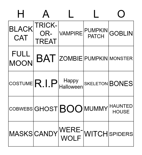 Halloween Bingo Card