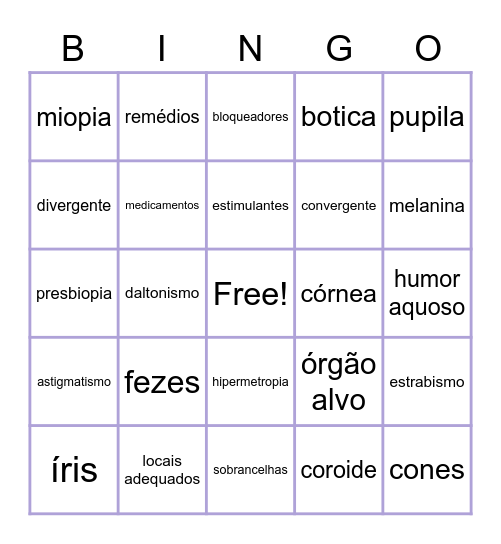 Revisão de Ciências Bingo Card