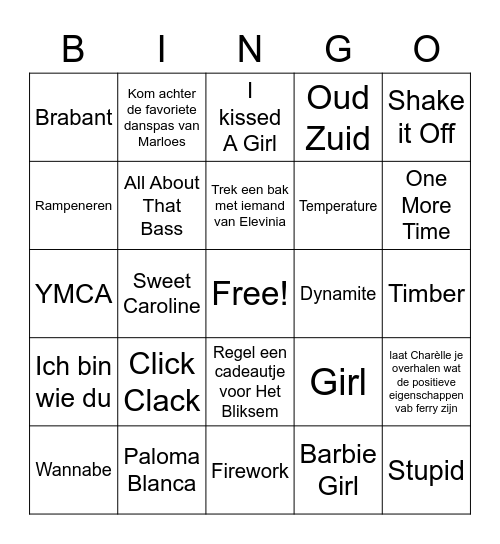 Elevinia Muziek Bingo! Bingo Card