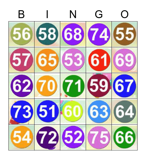 Números 51 - 75 Bingo Card