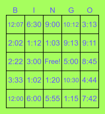 Telling time in Spanish 3rd grade Bingo Card