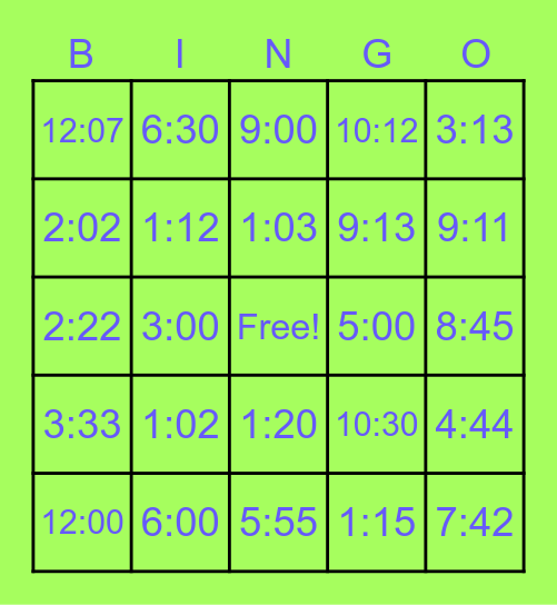 Telling time in Spanish 3rd grade Bingo Card