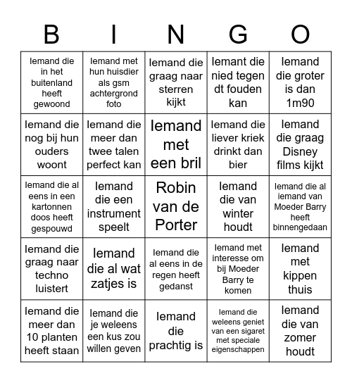 Moeder Barry bingo Card