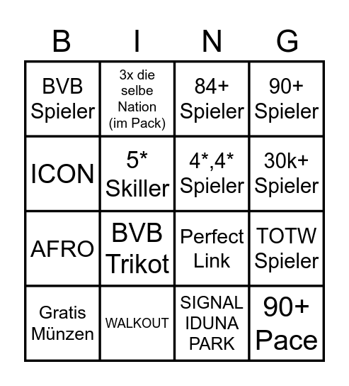 FIFA BINGO Card