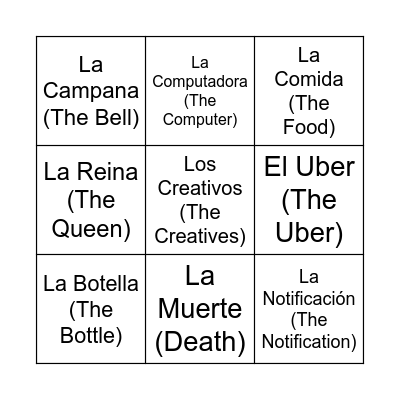 Loteria! Bingo Card